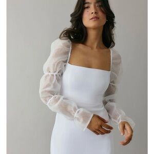 Park & Fifth White Mini Dress with Puff Sleeves